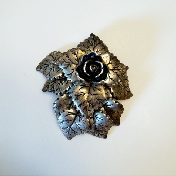 Vintage Silver Gold/Tone Rose Brooch - Picture 1 of 10